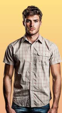 Moda Campia Moda Men's Short Sleeve Plaid Button Down Shirt